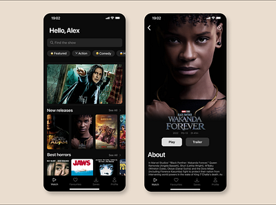 Movie Streaming App🎬 app design graphic design mobile mobile app movie app ui