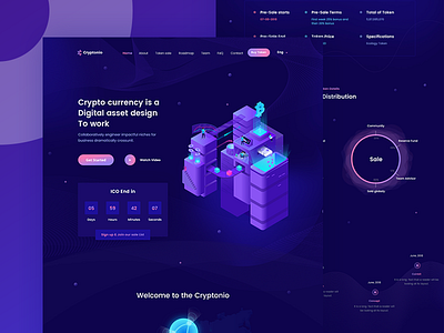 Cryptocurrency Landing Page template bitcoin crypto currency crypto wallet cryptonio ico illustration