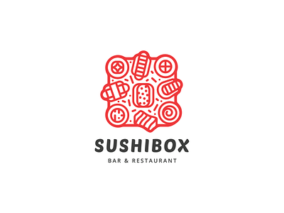 Sushi Box Logo box branding design flat icon illustration lineart logo logo for sale logo mark logodesign sushi sushi logo