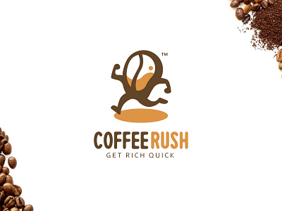 Coffee Rush Logo branding coffee logo coffee run coffee run logo coffee rush logo design flat icon illustration logo vector