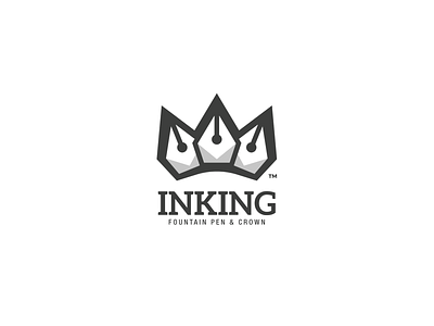 Inking Logo branding crown crown logo design flat icon illustration ink ink logo logo pen vector