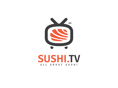 Sushi TV Logo branding design flat icon illustration logo sushi sushi logo television tv logo vector