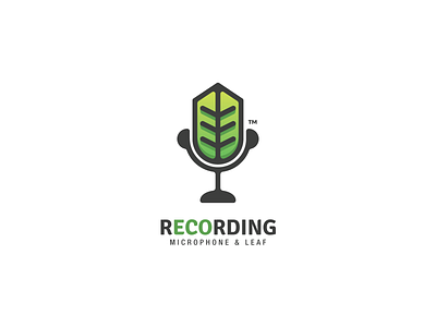 Microphone & Leaf Logo branding design flat icon illustration leaf leaf logo logo microphone vector