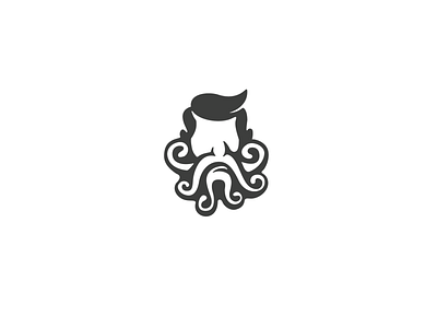 Tentacle Beard Barber Logo barbershop barbershop logo beard beard logo design flat icon logo minimal logo minimalist tentacle tentacle logo vector