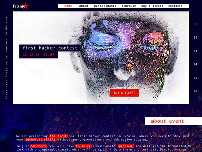 hacker contest 90s blue and red color concept design digital event graphic design homepage minimal poster typography ui ux web web design website