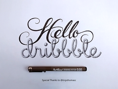 Hello Dribbble artline calligraphy dribbble feeehand handwork lettering typography
