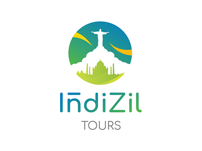 IndiZil Tours blue brand identity branding brazil design gradient green identity design india logo logo design tourism