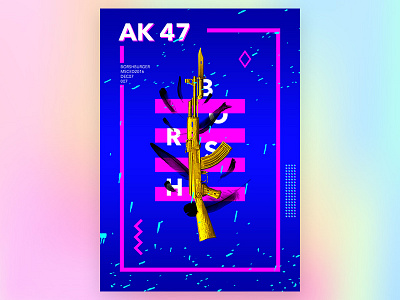 Abstract poster, msced 007 abstract ak 47 ak47 borsh poster borshburger glitch gold gradient msced postereveryday typography webpunk