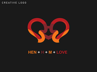 Hen + H + M + Love creative logo Design
