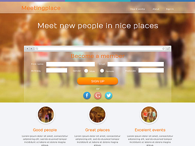 Social app app form idea meetings orange people social user
