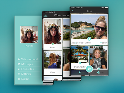 iOS app blue dating grid ios menu online profile