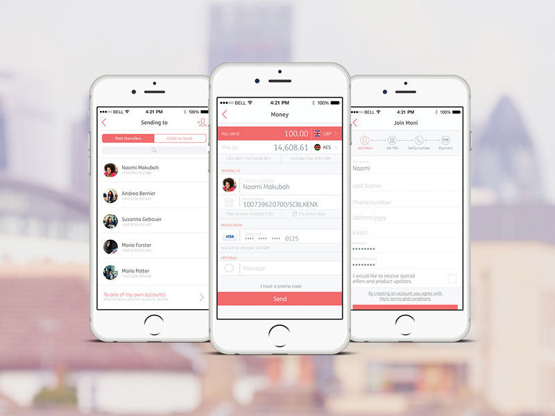 Moni iOS remittance currency contacts onboarding ios payments money fintech financial