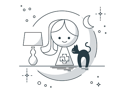 Woman with a cat cat illustration mother in law