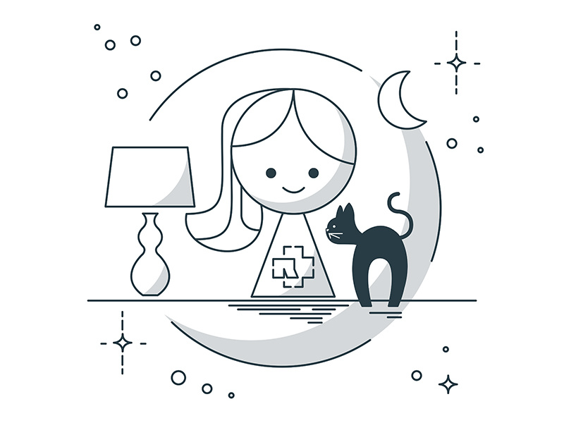 Woman with a cat cat mother in law illustration