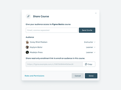 Share Course Modal — Copy Field Redesign