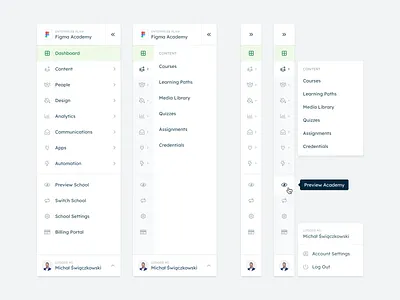 Sidebar Navigation UI admin app dashboard design figma learning left menu nav navbar navigation option options panel product side sidebar tabs ui ux web