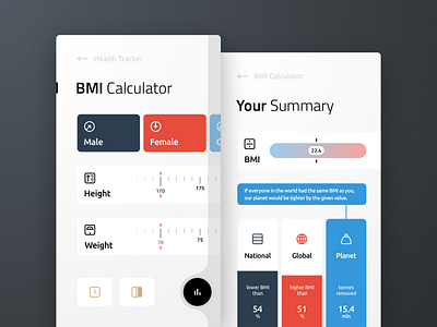 BMI Calculator Concept 004 activity app bmi calculator custom icons daily100 dailyui design fitness health mobile sport tracker ui ux weight