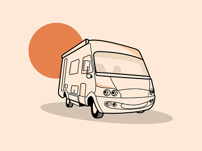 Hymer b564 car clean hymer illustrator lines minimal orange road road trip rv van vanlife vector vector illustration