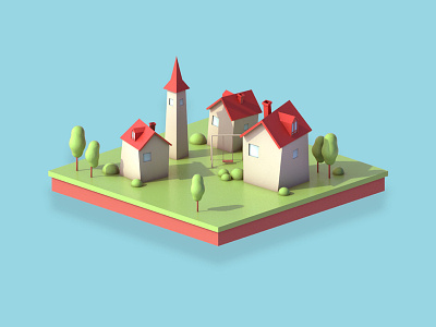 Small village 3d 3d animation 3d art 3d artist agency building cartoon cinema4d color colorful lowpoly lowpolyart modeling poly swiss switzerland web