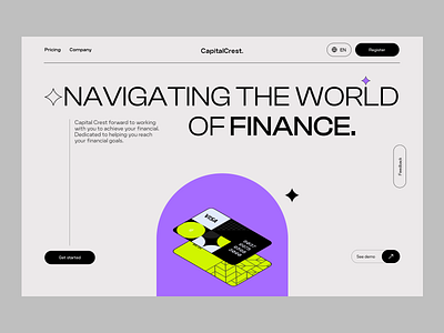 Finance Website banking card finance hero landing page payments product ui ux web website