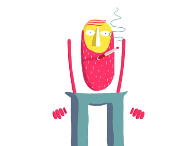 Smoking man animation character design drawing illustration illustree