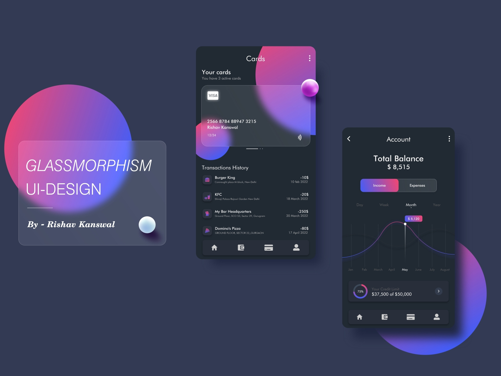 Glassmorphism UI-Design by rishav kanswal on Dribbble