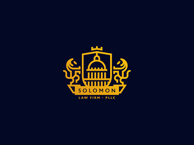 Solomon Law Firm PLLC Coat of Arms branding capital coat of arms identity law lawyer lines lion logo mark rotunda shield