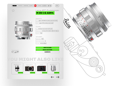 PRODUCT CARD 'LEICA STORE' catalog graphic design leica online market online shop product card ui web design