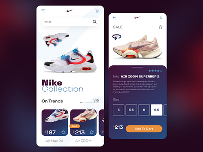 E-commerce Mobile App carousel e commerce app figma graphic design mobile app nike cart online shop online shop cart ui ux web design