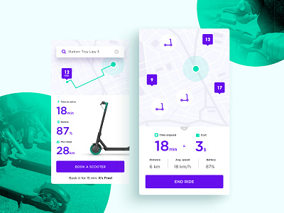Mobile Application - Scooter sharing app map pin mobile navigation scooter sharing ui ux workshops