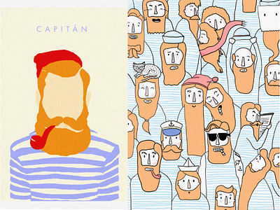 The Captain and his Crew captain color crew design graphic illustration ship style