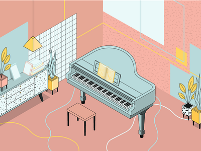 Piano 🎹 🎼 geometric graphicdesign illustration isometric music pastel piano tangelo