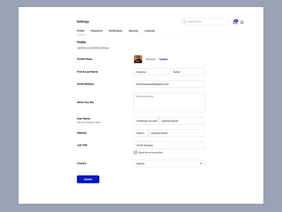 Settings Page design interface productdesign settings ui uiux userexperience ux web website