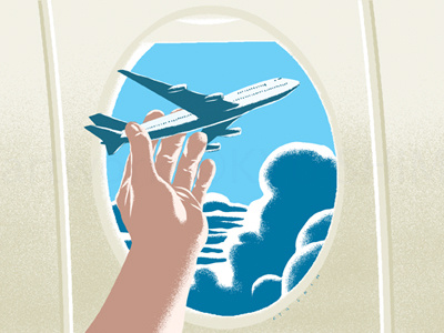 Plane Ride airplane art direction editorial illustration passenger toy airplane
