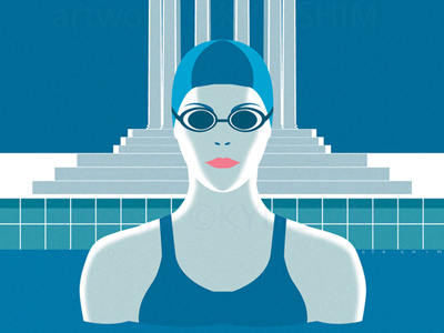 Blue Swimmer blue gazebo illustration pool swimmer