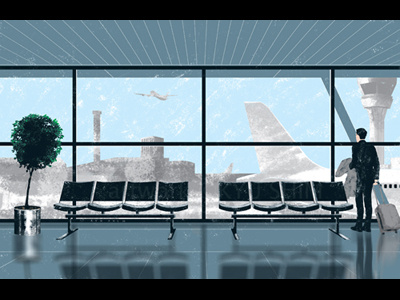 Missed Flight airplane airport flight illustration