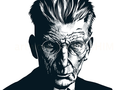 Samuel Beckett illustration novelist playwright poet portrait samuel beckett