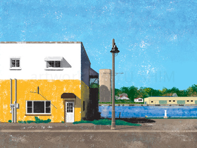 Yellow Building canada harbour illustration landscape ontario port stanley