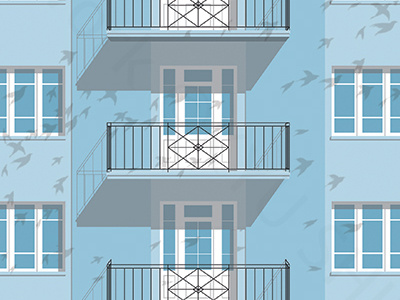 Balconies in Blue adobe illustrator balconies design illustration