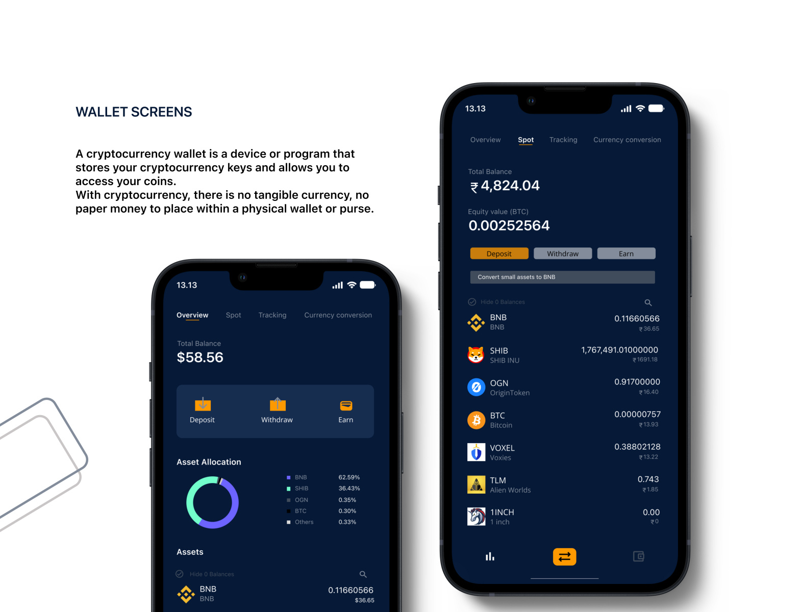 Wallet screen on ios crypto app by Thapankumar on Dribbble