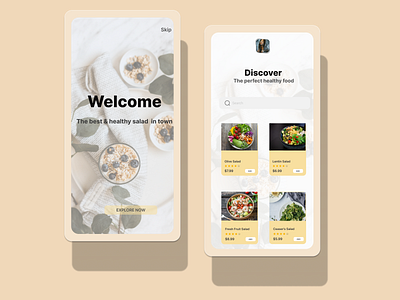 Healthy Food app clean design explore food healthy light app ui