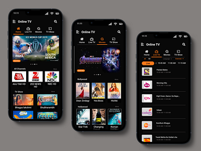 ONLINE TV APP app clean design mobile mockup online shows ui