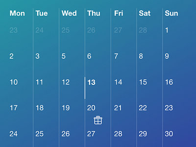 Calendar [WIP] app birthday calendar date day gradient interface mobile ui ux wip