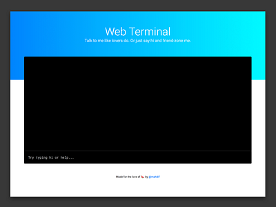 Web Terminal blue css css3 gradient html javascript learning minimal pure javascript responsive web website