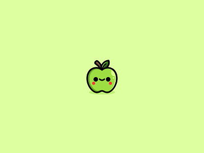 Green Apple 🍏 2d apple art branding cartoon character cute emoji fruit icon illustration inspio kawaii logo mascot procreate