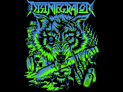 Disintegrator disintegrator illustration metal radioactive thrash wolf