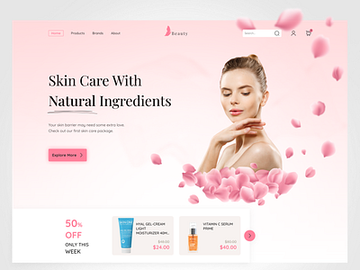 Skincare Product Landing Page app beauty care cosmetic cosmetics design graphic design landing shop site skin skincare ui uidesign ux web website