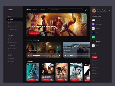 Movie Dashboard Design adobexd dark dashboard design figma film mediaplayer moviedashboard movieplatform moviestreamingdashboard persian product ui ux web website