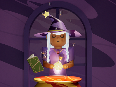 3D Witch illustration 3d 3d art 3d artist 3d character 3d designer 3d illustration 3d modelling 3dart cartoon character character design cinema4d cute design graphic design illistrator illustration potion purple witch