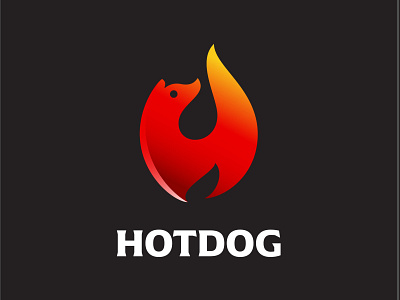Hot Dog Logo clever dog dual meaning fire hot hotdog logo